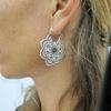 Antique Tribal Gypsy Dangle Ear stud Floral Earring Hollow Out Mandala Flower Pendant