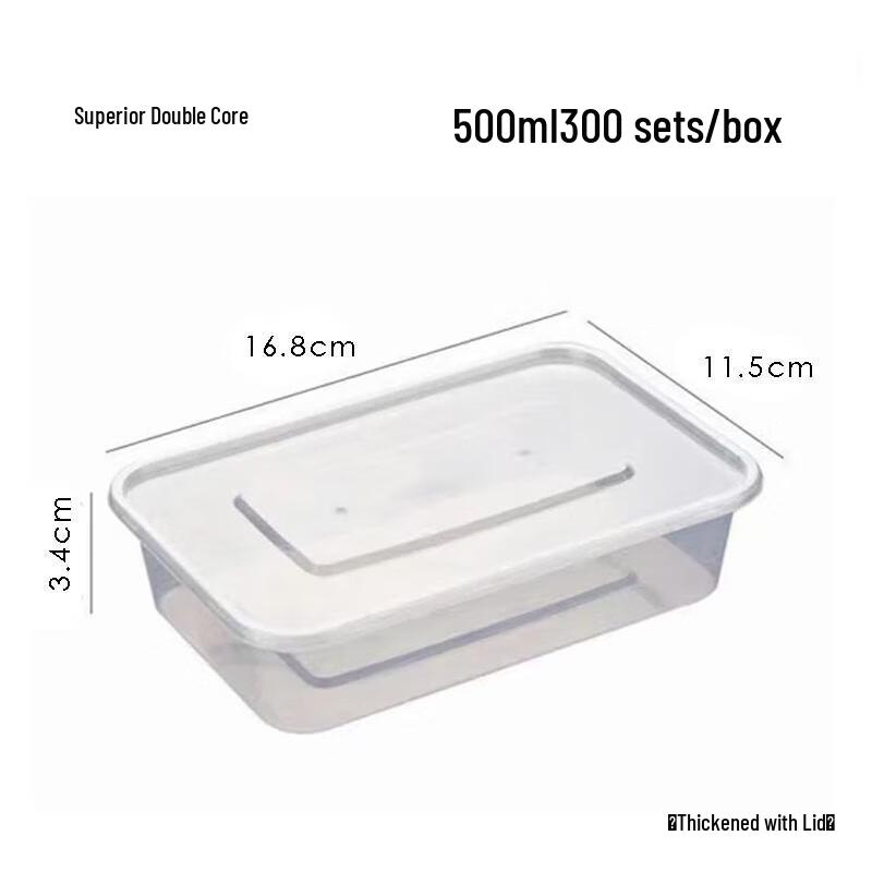 

Disposable Rectangular Food Containers with Lids, 500ml