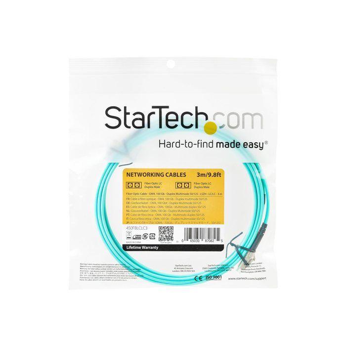 Câble à fibre optique OM4 - STARTECH.COM - 3 m - Duplex multimode - 100 Gb - Aqua