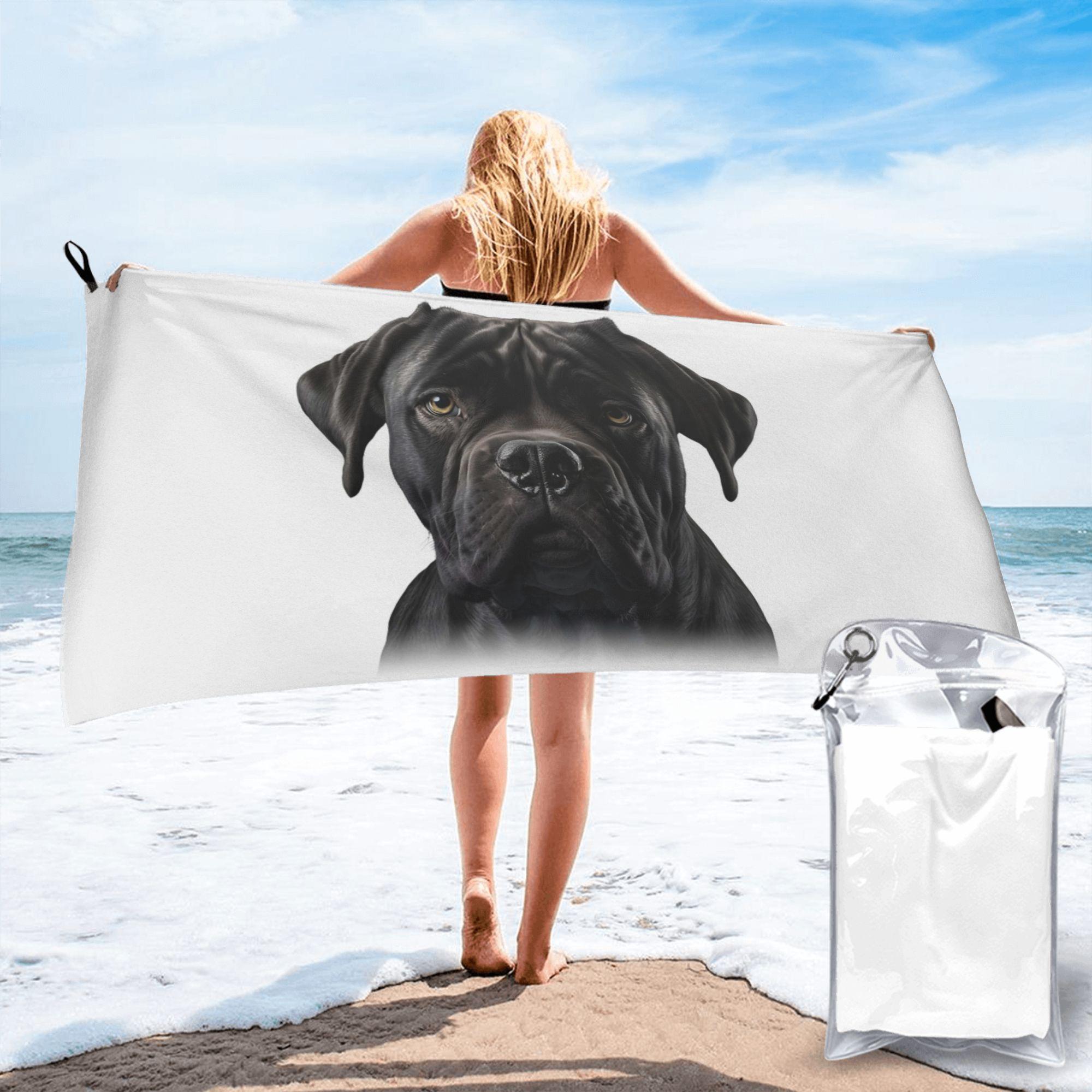 

Black cane corso Italian Mastiff Beach Towel Soft Microfiber Quick Dry Absorbent Quick Towels For Bath W30*H60(CM)