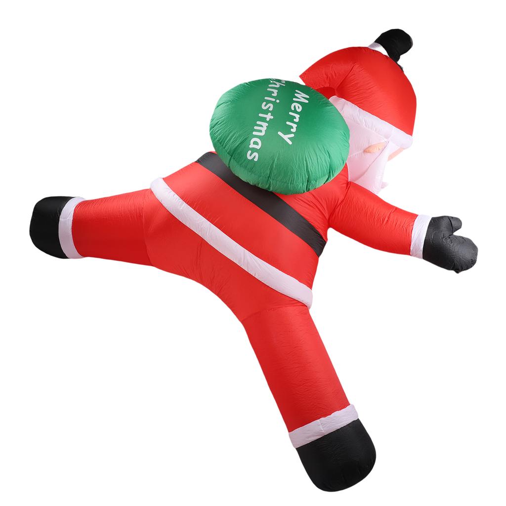 5.9ft Xmas Inflatable Santa Outdoor Decoration Climbing Santa with Present Bag Blow Up Decor Built In LED Light for