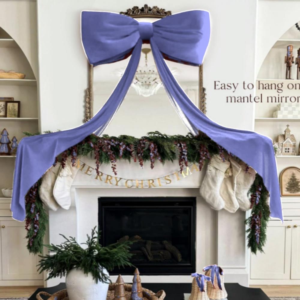 180x50cm Velvet Flocked Christmas Bow for Christmas Tree Wedding Room Decoration Front Doors Outdoor Activities Party Decor