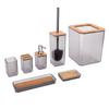 Bamboo Bathroom Accessories Set 7Pcs Soap Box Toothbrush Holder Kit for Home HotelGrey