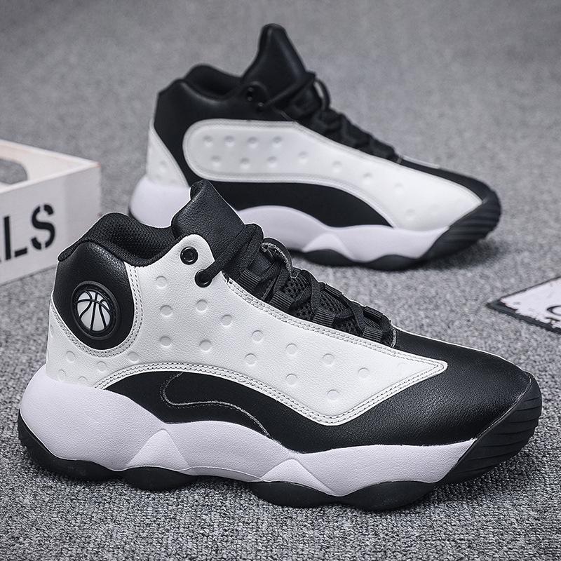 Men's Waterproof Leather High-Top Basketball Shoes, Sizes 45-48: Autumn/Winter Casual Sneakers