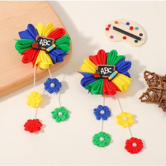 

2 шт./набор Заколки для волос с кисточкой из цветов и искусственного жемчуга, милые заколки-автоматы, аксессуары для волос для девочек, головные уборы, шпилька