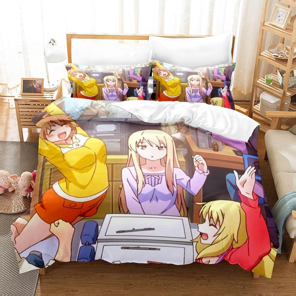 3D Kawaii Girls The Pet Girl Of Sakurasou Bedding Set Single Twin Full Queen King Size Bed Set Adult Kid Bedroom Duvetcover Sets