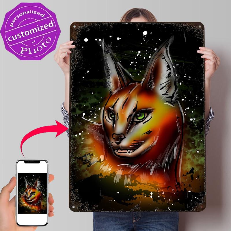 CARACAL D Texture Printed Poster Custom Vintage Metal Tin Plate Sign for Wall Art Decoration Garage Decorations House Wand Deko