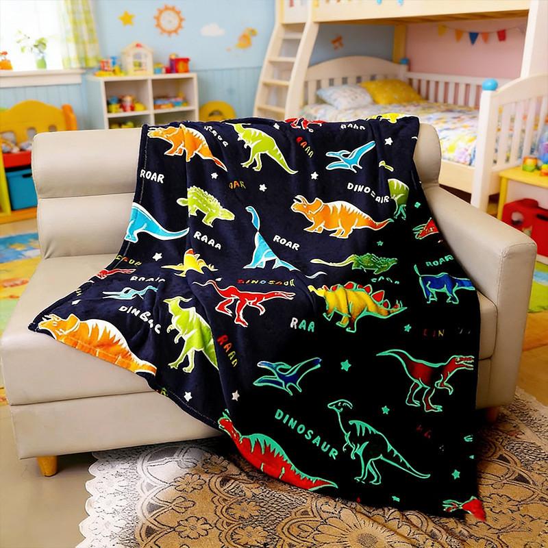 Cartoon Light Up Fleece Blanket With Glow Effect For Kids Bedroom Decor