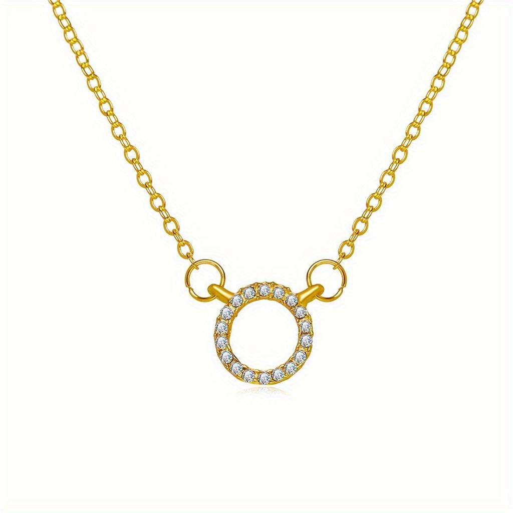 1 Pair of Circular Diamond Encrusted Necklaces, Simple and Stylish Necklace, Suitable for Daily Wear
