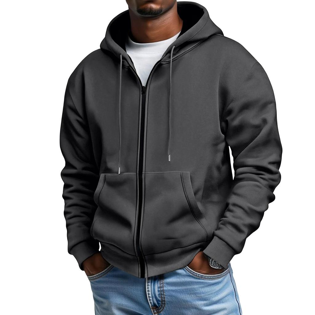 Herrkollektion för fritid och sportfleece Håll varm Fler fickor Huva Hoody Jacka