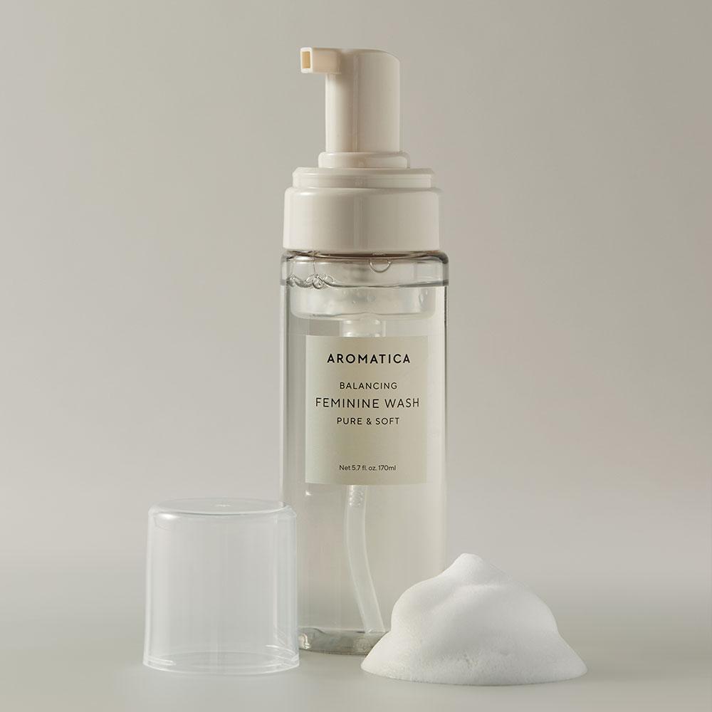 Aromatica Pure And Soft Feminine Foaming Wash 170ml | Vegan, PH-Balanced, Natural Ingredients, Unscented, No Irritation, For Sensitive Skin