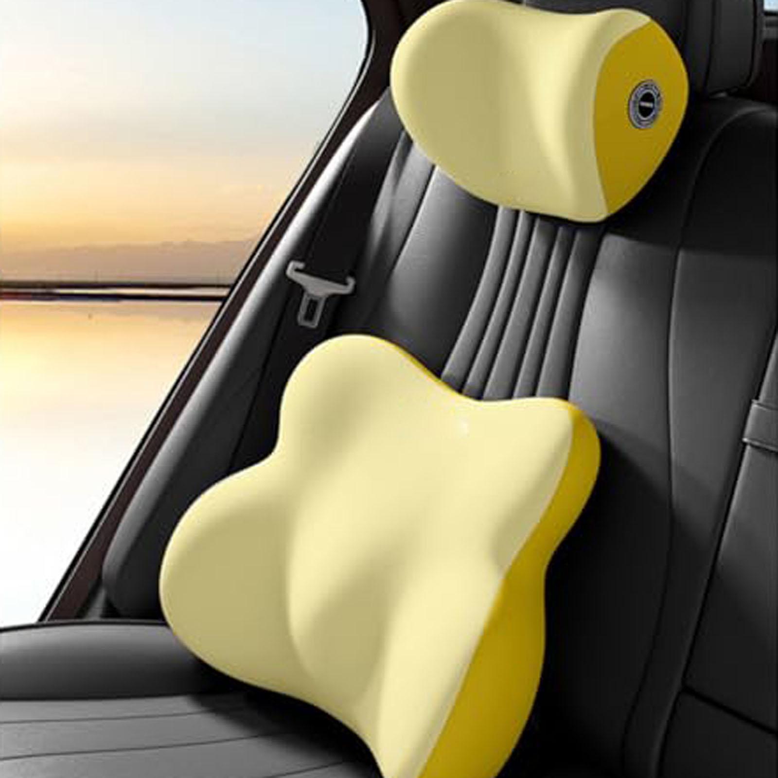 

Комплект подголовника и поясничной поддержки для автомобильного сиденья, Эргономичная подушка для шеи из пены с эффектом памяти и подушка для спины для водителей, Подходит для автомобиля/кресла (желтый) One Size