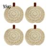 Rustic Farmhouse Style Decor Handmade Crochet Pumpkin Coasters, Soft Polyester Coffee Mats, Seasonal Table Accessories Autumn Themed Dining