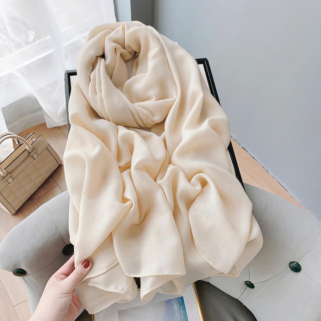 Cotton And Linen Scarf Women'S Literary And Artistic Long Solid Color Shawl Thin Versatile Neck Protection Silk Scarf Air Conditioner Outside The Room