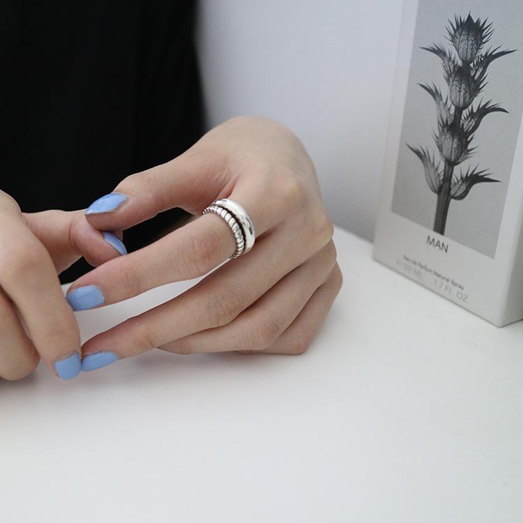 

Korean Unique 925 Sterling Silver Thick Twisted Ring With Irregular Design All For