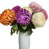 5pcs Artificial Chrysanthemum Flower Branch Faux Silk Pineapple Chrysanthemum with Long Stem for Wedding Floral Arrangement