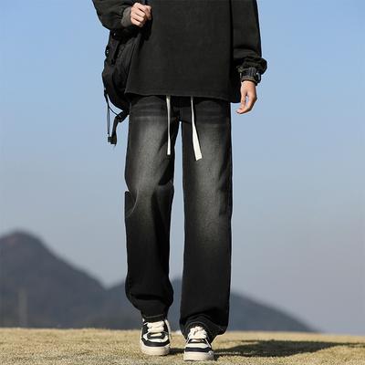Wide-legged Jeans Men's New Spring and Autumn Trousers Loose Draped Aged American Retro Washing Straight Pants