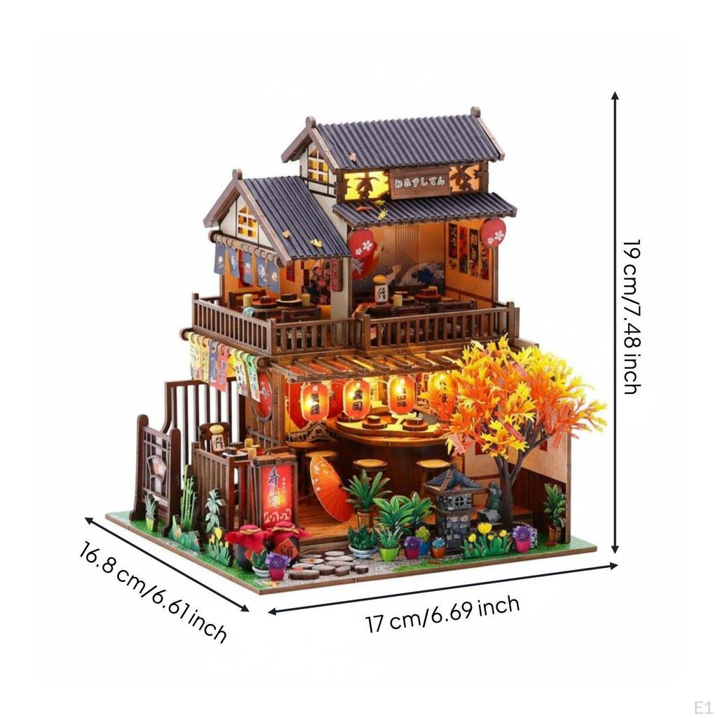 DIY Japanese Sushi Shop Kit Creative Gift Wooden Restaurant Model Realistic Design