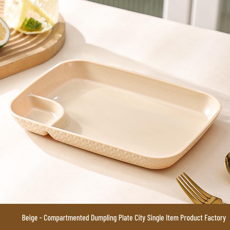 

Dumpling Plate Set with Vinegar Dish & Sauce Compartments for Snacks & French Fries