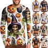T-shirt Halloween Imprimé Partout, T-shirt Graphique Citrouille Mignonne pour Femmes Hommes