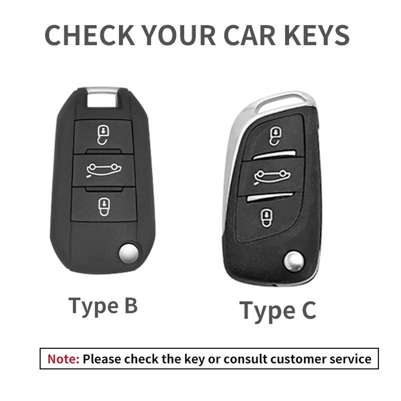Leather Car Flip Key Case Cover for Peugeot 208 308 408 508 2008 3008 4008 5008 306 407 807 for Citroen C1 C3 C4 CACTUS C6 C8