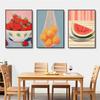 Colorful Modern Abstract Fruit Canvas Prints Maximalist Peach Strawberry Watermelon Wall Art Poster for Living Room Home Decor
