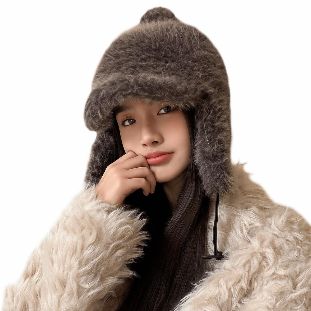 Fluffy Winter Cap Plush Plush Hat Cozy Ear Protection Hat  for Women