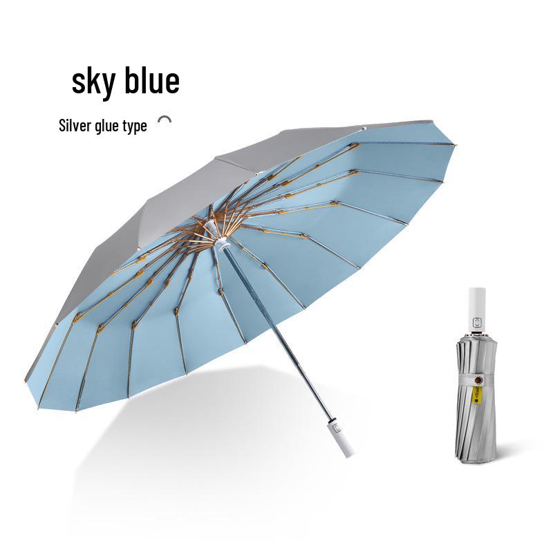 Retro 16-Bone Automatic Sun & Rain Parasol: Cooling, Anti-UV, Folding, Dual-Use Umbrella for Women