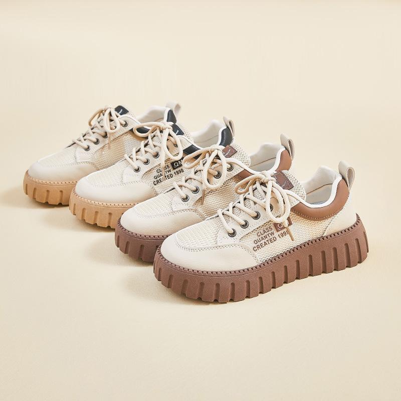 Nové letní bílé boty pro studentky, zvýšené, síťované, prodyšné, plátěné boty, ležérní boty