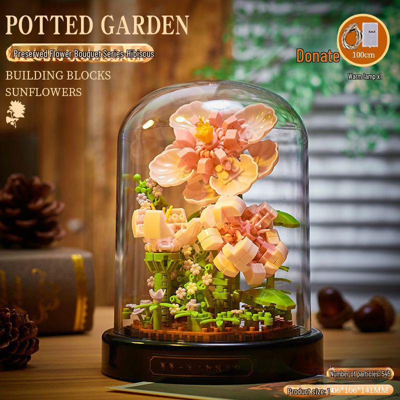 Belledi Eternal Flower Building Blocks: Handmade Educational Toy Bouquet for Valentine's Day Gift