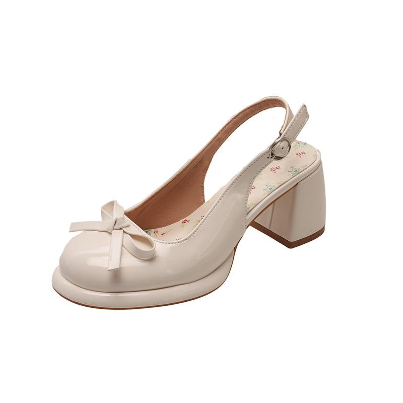 Fashion Small Floral Sweet Style Women's Summer Outer Wear 2025 Sandals New Arrival Bow Dress Thick Heeled Sandals