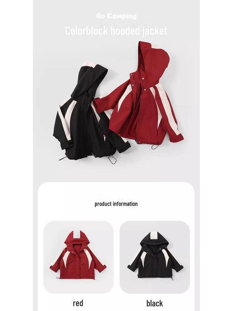 Girls' Hooded Autumn Windbreaker – Korean Style Casual Jacket for Children