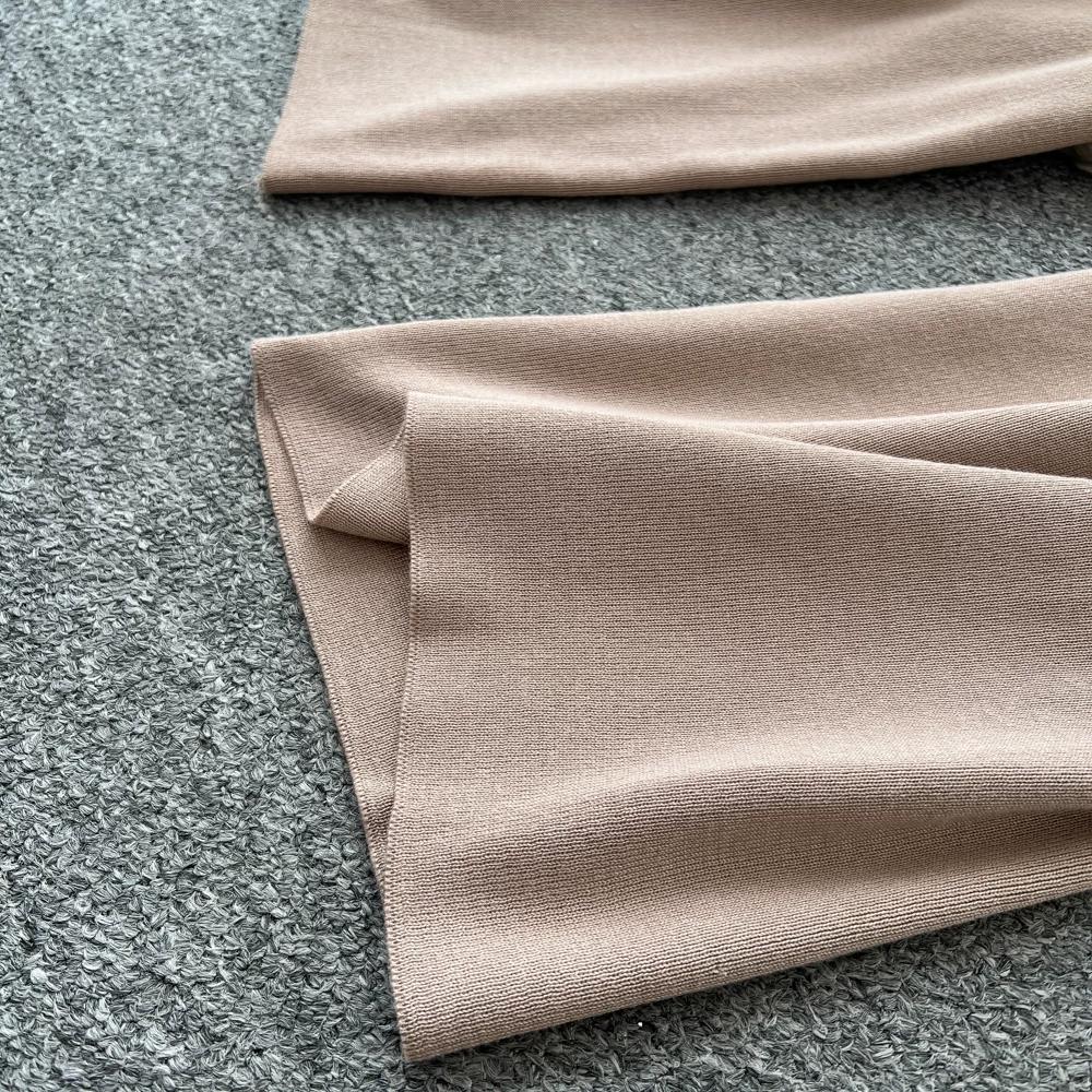 Autumn Winter Sweet Bow Jacquard Sweater and Pants Two-Piece Set Women's Knitted Cardigan High-Waisted Wide-Leg Pants Suits