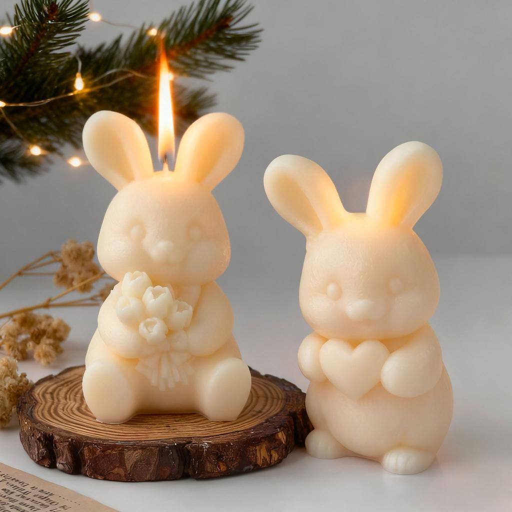 3D Påskhare Silikonform Handgjord Aromljus Gips Harts Dekoration Formar Tecknad Kanin Tvål Ljustillverkningsmaterial