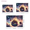 2D Galaxy Castle Photo Backdrop, Cosmic Starry Sky Background Cloth for Party & Photo Booth
