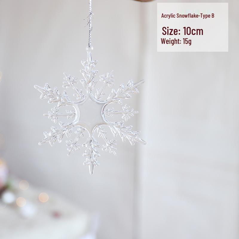 Ornament de Crăciun Fulg de Nea: Gheață Acrilică pentru Decor de Sărbători sau Instalație de Nuntă, Alb Transparent