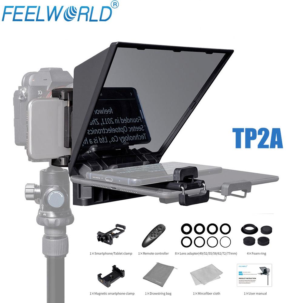 

FEELWORLD Mini Teleprompter TP2A 8 inch Portable Supports Under 8 Smartphone Tablet Prompting Smartphone DSLR Camera Bluetooth Standard