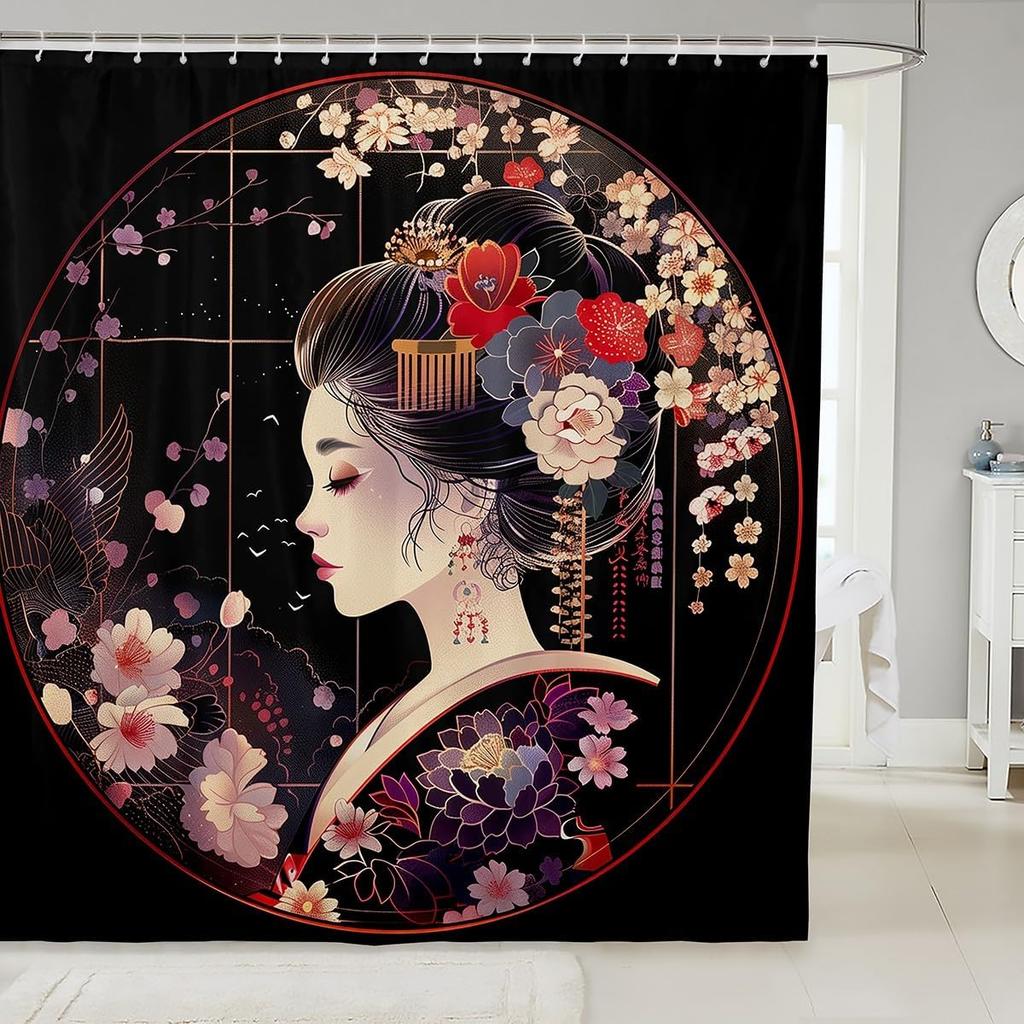 Samurai Fabric Shower Curtain Japanese Style Shower Curtain for Kids Boys Girls Vintage Dragon Bathroom Waterproof Accessories