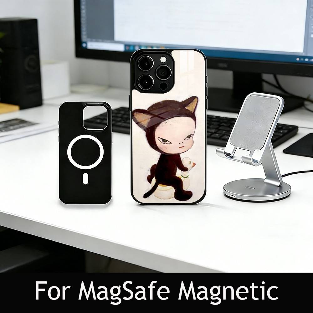 Art of Japan Y-Yoshitomo Nara Phone Case For iPhone17,16,15,14,13,12,11 Plus,Pro Magnetic with Magsafe Wireless Charging