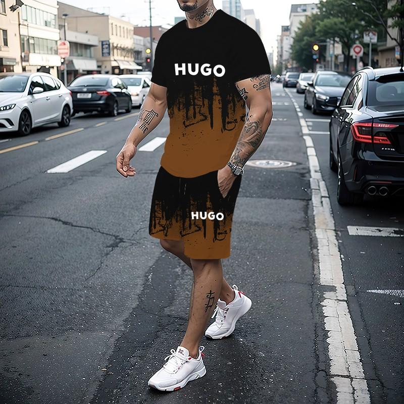 2025 Sommer Neu Herren Set Mode Sportbekleidung Herren Kurzarm T-Shirt+Sporthose Set Herren Freizeit Herrenbekleidung