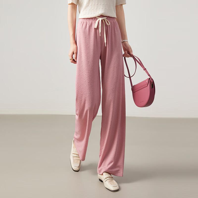 Wudao Women s High-Waist Wide-Leg Casual Pants L розовый