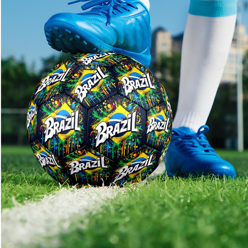 Brazil National Football Team Theme Soccer Ball Size 5 Soccer Ball Soft Touch Professional Training Football for Outdoor Sports