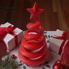 Lightweight Hollow Desktop Figurines 3D Printed Spiral Twisted Christmas Tree Figurine with Star Top, Mini Small Winter Atmosphere Ornament
