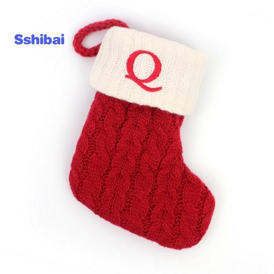 Christmas Sock Ornament with Lanyard Large Capacity Rich Color Classic Letter Design Stocking Hanging Decoration