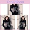 Port Style Denim Patchwork Waist Fit Blouse For Women Spring 2025 Casual Elegant