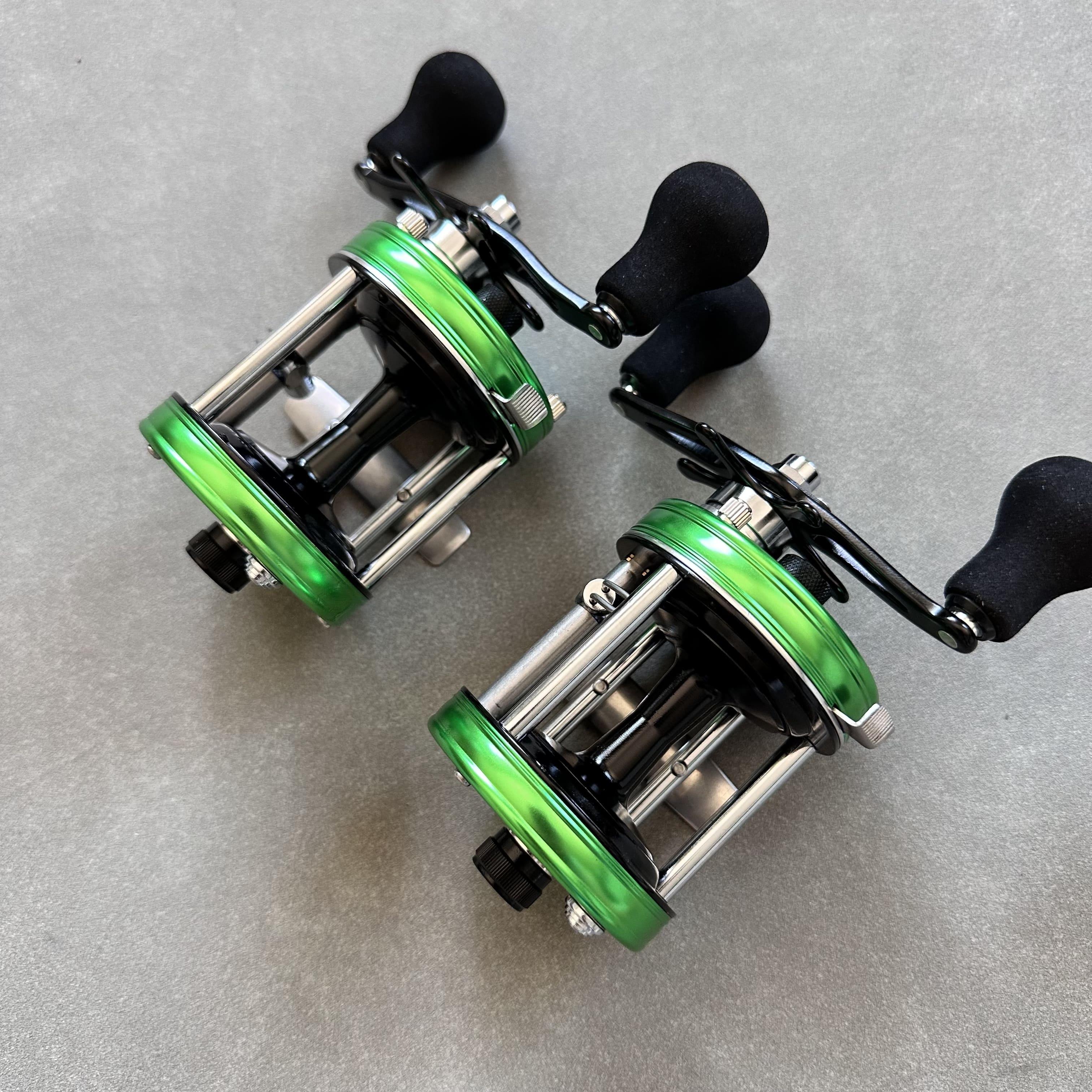 SEEHOO Right Hand 4+1BB Baitcasting Reels 5.3:1 6500 Catfish Green Drum Reel Fishing Round Reel 6500 Series зелёный