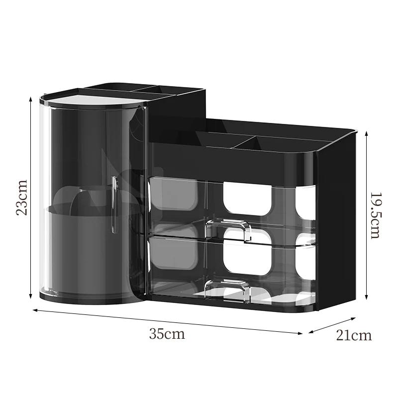 

Cosmetics Storage Box Desk Dresser Large Capacity Skin Care Lipstick Lotion Drawer Dustproof Storage Rack 2026 35*21*23CM чорний