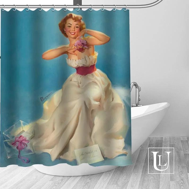 Big Sale New Custom pin up girl Modern Shower Curtain with Hooks bathroom Waterproof Polyester Fabric