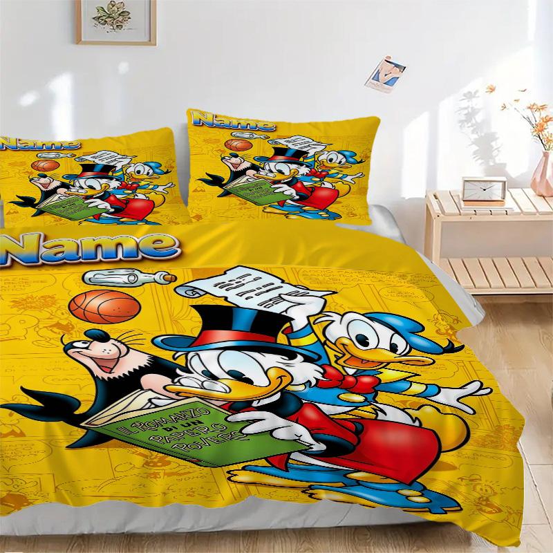 Custom Name Donald Duck Book Cover Print 3Pcs Bedding Set Duvet Cover With 2 Bedro Pillowcase Home Birthday Gift