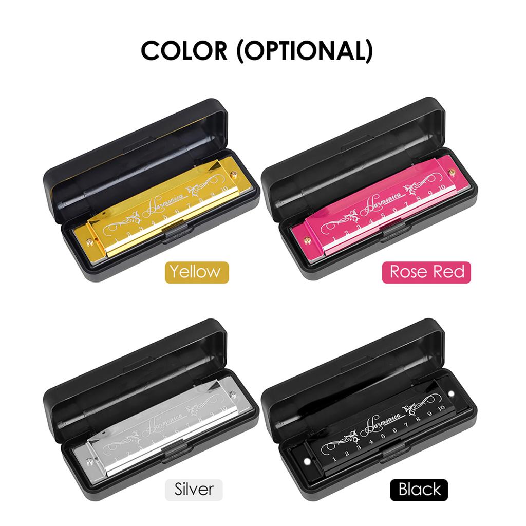 IRIN 10 Hole Harmonica Key of C 20 Tone Musical Gift with Storage Case for Beginner Student